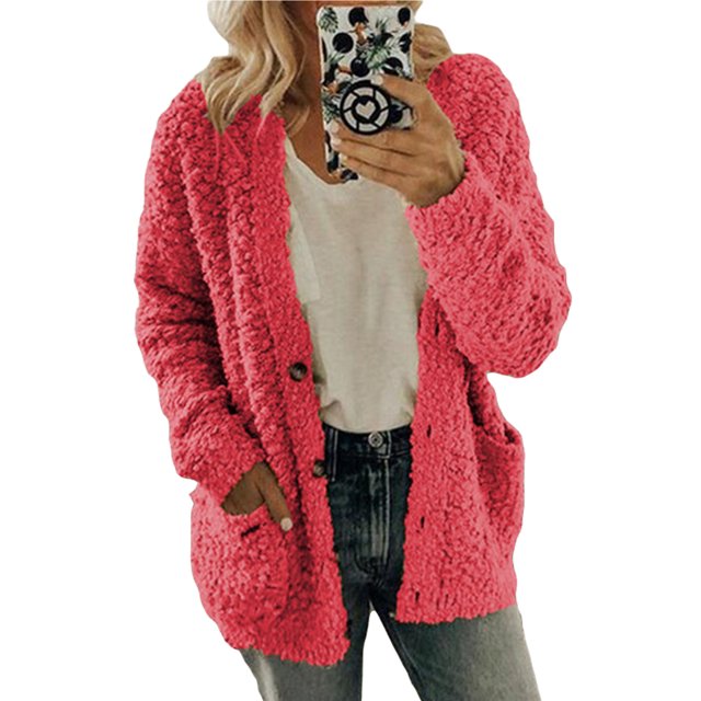 Innerwin Veste Cardigan Dames Tenue de Soirée Manches Longues Manteau Moelleux Rose m