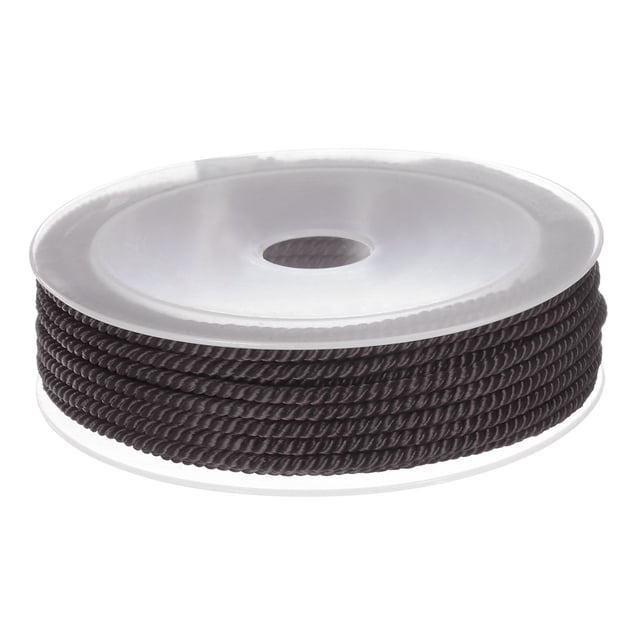 Twisted Nylon Twine Thread Beading Cord 3mm 7M/23 Feet Extra Strong Braided Nylon String, Deep Coffee