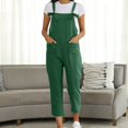 thumbnail image 2 of TrendOFT One Piece Jumpsuit Women Casual Summer Washed Jeans Ripped Square Neck Sleeveless Rompers For Women One Piece Overalls Army Green M, 2 of 5