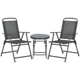 thumbnail image 1 of Outsunny Outdoor Bistro Set Small Patio Set w/ Foldable Chairs, Grey, 1 of 10