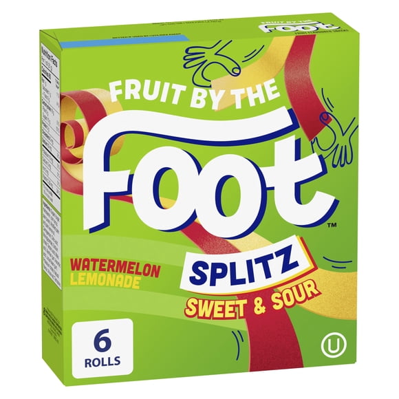 Fruit By The Foot Splitz Fruit Flavoured Snacks Watermelon Lemonade, 6 Rolls, 128 g