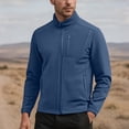 thumbnail image 2 of Lovzfmll Men's Polar Fleece Jacket, Solid Color Stand Collar, Long Sleeve Zip Front, Plush Lining, Fall Jackets for Men, Soft Thermal Jacket, 2 of 4