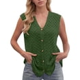 thumbnail image 4 of Dealovy Débardeurs pour Femmes Col en V Sans Manches Camisole à Illets Boutonnée Décontractée Ample Été Sortie, 4 of 7