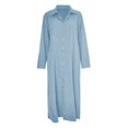 thumbnail image 4 of Bramtres Robes Maxi, Robes de Vacances, Robe Chemise Longue Décontractée pour Femme en Coton et Lin à Boutons avec Poches, Longues Robes, Robe à Manches Longues, Robes Modestes, Bleu 1 Robe, TG, 4 of 4