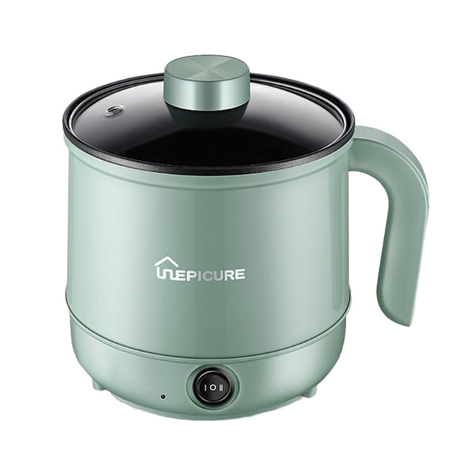 Matoen12 Portable Electric Hot Pot Cooker, 110V 1.7L 600W/800W 2-Power Settings Household Ramen Pot Rice Cooking Pan for Steaming, Frying, Porridge & Soup, Kitchen Supplies, 1PC, Green
