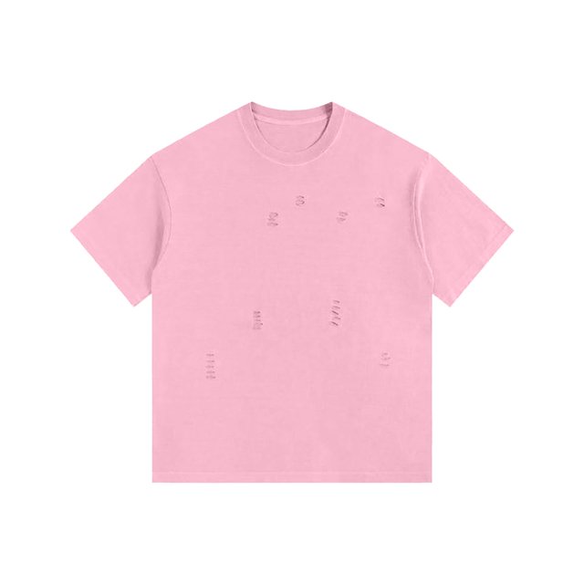 ShomPort T-Shirts à Manches Courtes pour Hommes Col Rond Classique Manches Courtes Décontracté Trous Déchirés Chemises Surdimensionnées