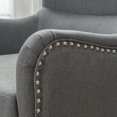 thumbnail image 3 of Lorenzo Charcoal Fabric Hi-Back Studded Chair, 3 of 6