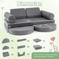 thumbnail image 3 of Gymax 13 PCS Modular Kids Play Couch Versatile Toddler Sectional Sofa Set Grey, 3 of 9
