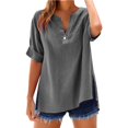 thumbnail image 1 of Baberdicy Oversized Collar Shirts - Women's Loose Fit Solid Color Tops (Breathable Linen, Office to Weekend) Grey M, 1 of 8