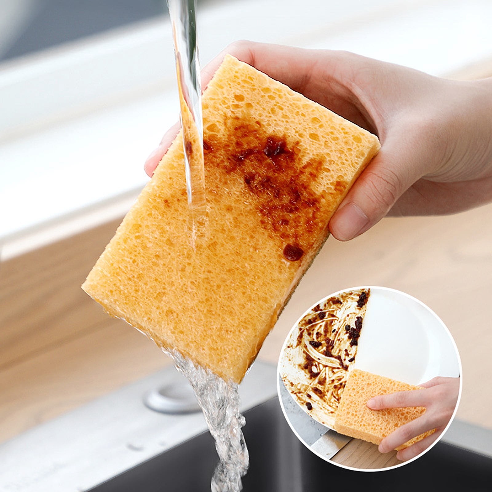 Danhjin Cleaning Supplies Dishwashing Wood Pulp Rags Dishwashing Grease Stain Sponge Block Tool Wipe Cleaning Sponges