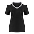 thumbnail image 4 of B91xZ T-Shirt Basique Décontracté pour Femmes à Manches Courtes, Coupe Ajustée, Col Rond, Ajusté, Noir G, 4 of 4