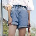 thumbnail image 3 of DPTALR Femmes Taille Haute Bourgeon Taille Élastique legging Grand Jean Uni Shorts Pantalons, 3 of 9