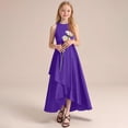 thumbnail image 2 of Robe Enfant Fille Robes Formelles Robe de Soirée Récital Performance Concours Élégant Sans Manches Robes Filles Violet 11 Ans-12 Ans, 2 of 4