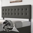 thumbnail image 4 of King Size Bed Frame with 4 Storage Drawers and Headboard, Linen Upholstered Platform Bed Frame with Wooden Slats Support, Button Tufted Design, No Box Spring Needed, Light Grey, 4 of 9