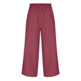 thumbnail image 5 of RKSTN Womens Pants Multiple Solid Color Cotton Linen Loose Casual Wide Leg Capris Loose Comfortable Pants, 5 of 5