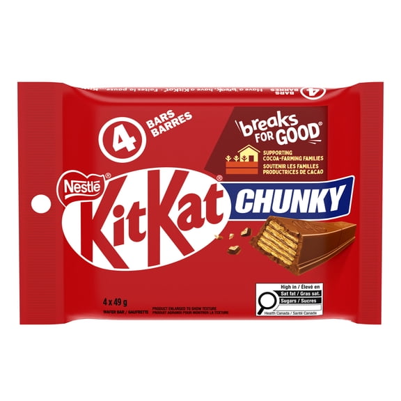 KITKAT Chunky Wafer Bar Multipack, Crispy Wafers, Milk Chocolate, Prepared in Canada