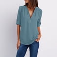 thumbnail image 2 of Women's Loose Chiffon Shirt - Long Sleeves, Zipper Detail, Plus Size Button Top, 2 of 4