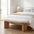 thumbnail image 1 of Noble House 46.85" Solid Wood End of Bed Bench,Upholstered Entryway,Beige, 1 of 10