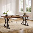 thumbnail image 1 of Fnova 70.86" Dining Table for 6, Modern Rectangular Kitchen Table for Dining Room, Brown, 1 of 8
