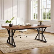 Fnova 70.86" Dining Table for 6, Modern Rectangular Kitchen Table for Dining Room, Brown