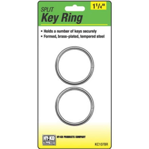 Hy-Ko Products KC107BR 2 Pack- 1.25 in. Brass Split Key Ring - Pack Of 5