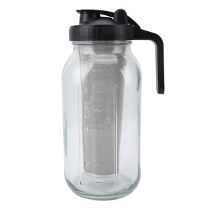 Cold Brew Coffee Maker, épais verre hermétique Iced Cafe Maker Pitcher avec filtre en acier inoxydable, pot de Brew Cold polyvalent avec couvercle de joint et poignée pour brassage et versage