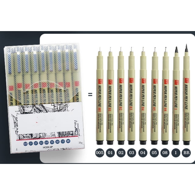 Precision Micro-Line Pens, 9 Size Black Micro-Pen Fineliner Ink Pens, Waterproof Archival Ink Multiliner Pens for Artist Illustration, Calligraphy, Sketching, Anime, Technical Drawing