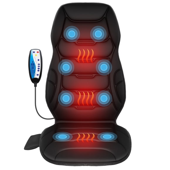 COMFIER Heated Vibration Seat Cushion, Back Massager with 8 Vibration Motors, 5 Modes, 4 Intensity Levels, Home & Office Recliner