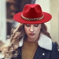 thumbnail image 2 of Aocisk Chapeau Fedora Élégant pour Hommes et Femmes, Grand Bord, Été, Plage, Robe, Accessoire de Tête, Rouge, M, 2 of 4