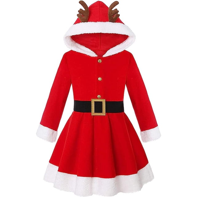 WEAIXIMIUNG Robes Filles Taille 6 Fête Enfants Robe de Père Noël pour Filles Fête de Noël Robes à Manches Longues