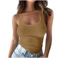 thumbnail image 3 of FAVIPT Women's Scoop Neck Ribbed Tank Top Sleeveless Solid Workout Shirts Lightweight Y2k Basic Cami Tops Brown,XL, 3 of 7