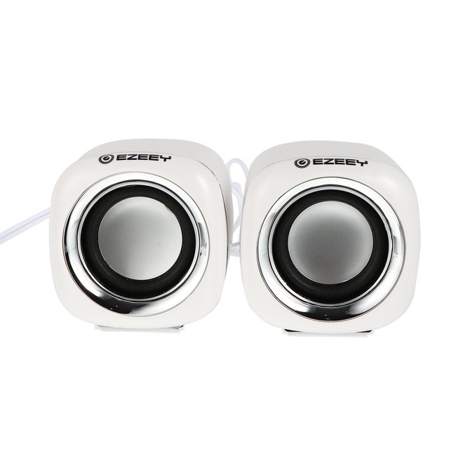 Beige USB Computer Speakers with Stereo Design and Wired Control for Laptops and Desktops, Plastic, 1 Pair