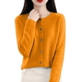 thumbnail image 2 of Baberdicy Haut en Tricot Uni pour Femme, Cardigan à Col Rond Ouvert à l'Avant, Cardigan Uni à Col Rond, Chandail en Tricot Décontracté, Haut de Tous les Jours Orange m, 2 of 5