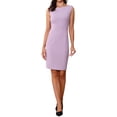 thumbnail image 1 of INSPIRE CHIC Robe Fourreau pour Femme Sans Manches à Encolure Bateau Robe de Bureau Violet Pâle S, 1 of 6