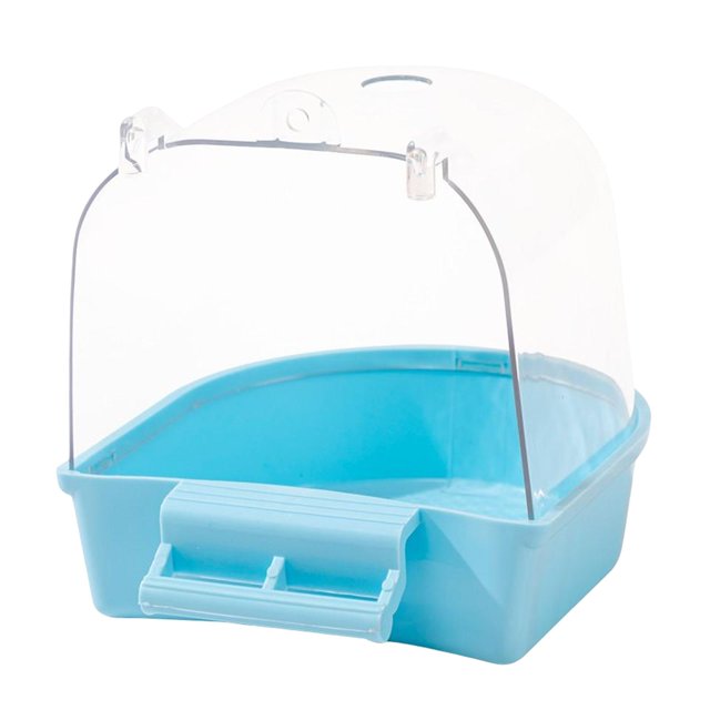 lionlar Pet Bird Bath Box Bathing Tub Bath Box Shower Caged Parrot Bathing Tub for Small Blue
