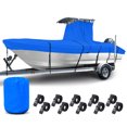 thumbnail image 1 of NEH T-Top Boat Cover 22-24ft, Thick Heavy Duty Fabric, Fade-Proof, Rip Resistant, Waterproof, Trailerable, Hard Top Center Console Cover, Pacific Blue, 1 of 9