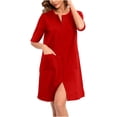 thumbnail image 2 of Timegard Robe de Nuit pour Femmes, Vêtement de Nuit, Peignoir à Fermeture Éclair, Manches Courtes, Robe Courte Confortable pour la Maison avec Poches, 2 of 8