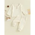 thumbnail image 2 of Faithtur Toddler Boys 2PCS Pants Sets Long Sleeve Crewneck Button Tops and Solid Color Pants Sets, 2 of 9