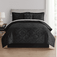 thumbnail image 1 of Mainstays 11-Piece Bed in a Bag Comforter Set with Sheets, Black Velvet, Queen, 1 of 14