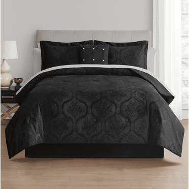 Mainstays 11-Piece Bed in a Bag Comforter Set with Sheets, Black Velvet, King