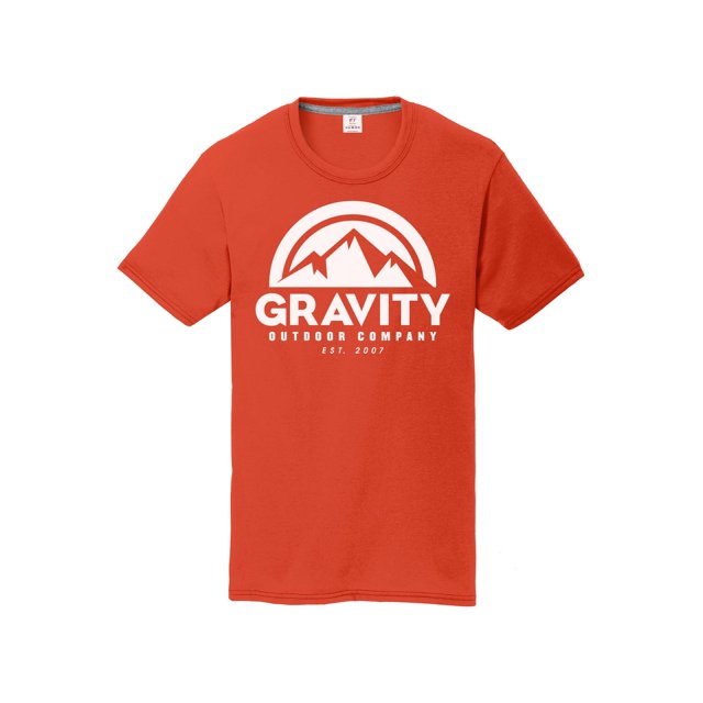 Gravity Outdoor Co. Youth Performance T-Shirt - White Logo - Orange - Large