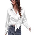 thumbnail image 4 of Innerwin Tops Lapel Neck Women Shirts Work Button Down Single Breasted Blouse White S, 4 of 7