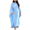 thumbnail image 1 of Kcodviy Robe de Soirée en Satin Robe Hijab Abaya Muslim Femmes Hijab Élégant pour Femmes Visage Complet Uni Col Rond Chauve-Souris Foulards pour Femmes Manches Robe Maxi Ample Long Hijab Femmes, 1 of 5