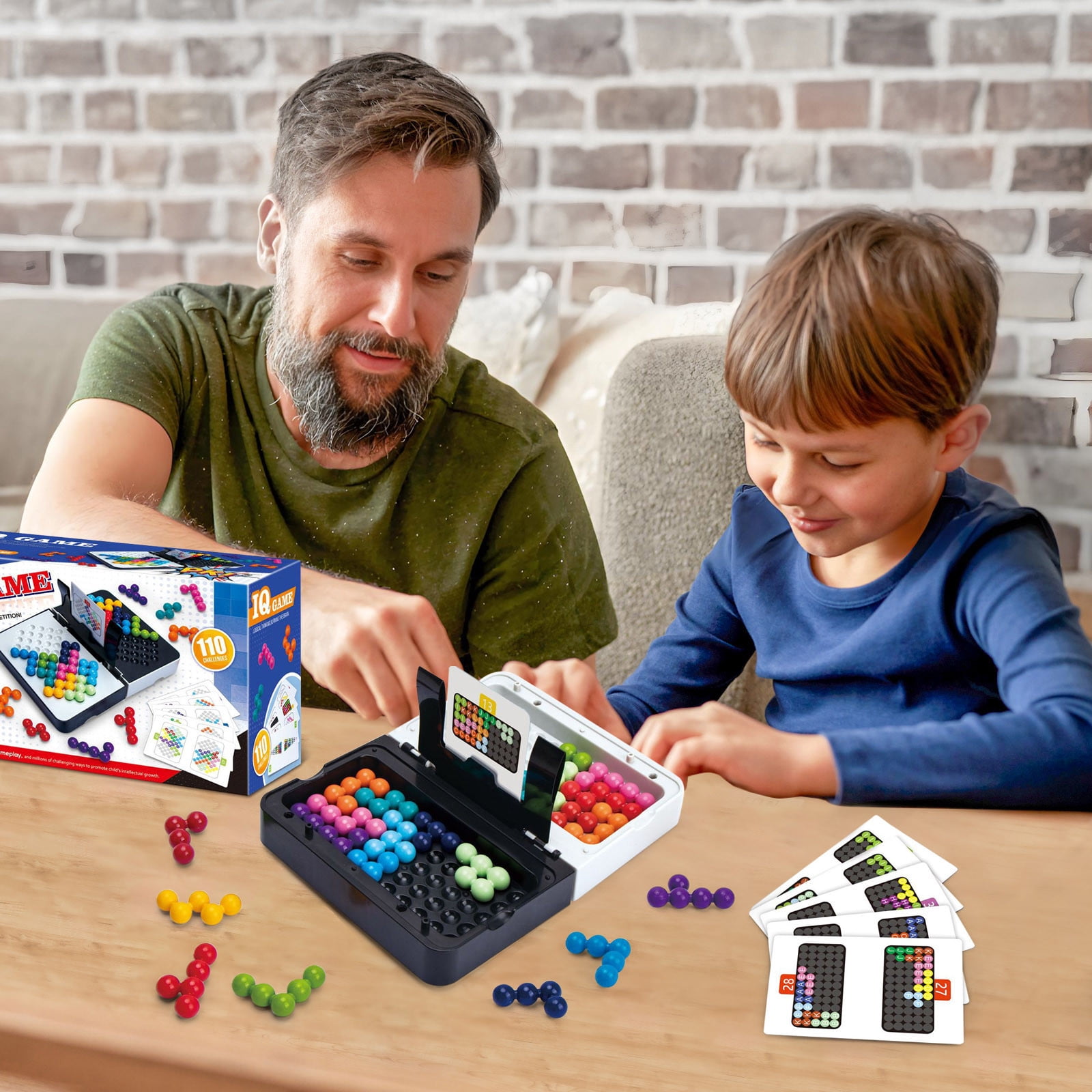Dvkptbk brain game Smart Pocket Colorful Bead Toy for Children's Puzzle Brain Thinking Training Mini Bead Board Game Puzzle Game