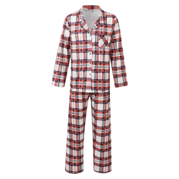 PMVFHDE Christmas Pajamas Christmas Family Matching Pajama Set Dad Women Kids Couple Sleepwear Long Sleeve Top Bottoms Two Piece Loungewear Print Red - XL