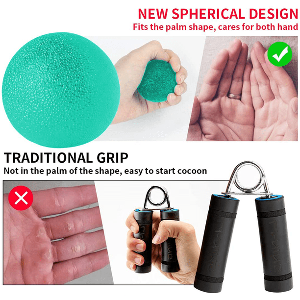 Kit 6 Balles Entraînement Main/doigts – Silicone, Force De Préhension, Thérapie, Anti-stress – Avec Sac De Rangement