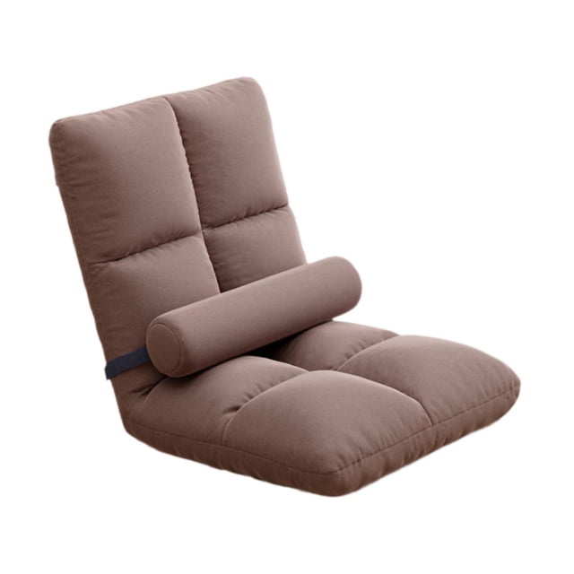 hengtong 5 Position Adjustable Floor Chair with Back Support Soft Velvet Foldable Lounger Brown