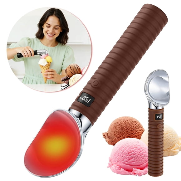 Digital Display Heated Ice Cream Spoon 7.48x1.77in Stainless Steel Automatic Ice Cream Scoop Rechargeable