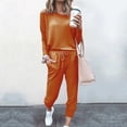 thumbnail image 3 of Mrat Womens Two Piece Set 2 Piece Jogging Sets Solid Polyester Long Sleeve Sweatsuits Sets Two Piece Track Suits Drawstring High Waist Pants Set Comfy Outfits N-Gold 3XL, 3 of 5