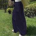 thumbnail image 1 of LSLJS Women's Spring and Solid Color Elastic Waist Cotton Linen Versatile Straight Tube Casual Wide Leg Pants Womens Work Pants, 1 of 6
